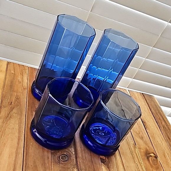 Set of 4 Glasses - Color Blue - Picture 3 of 7